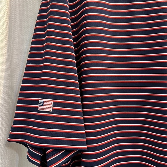 Men’s FG Tech Red White & Blue Striped Polyester & Spandex Golf Polo Size XL - Picture 8 of 9
